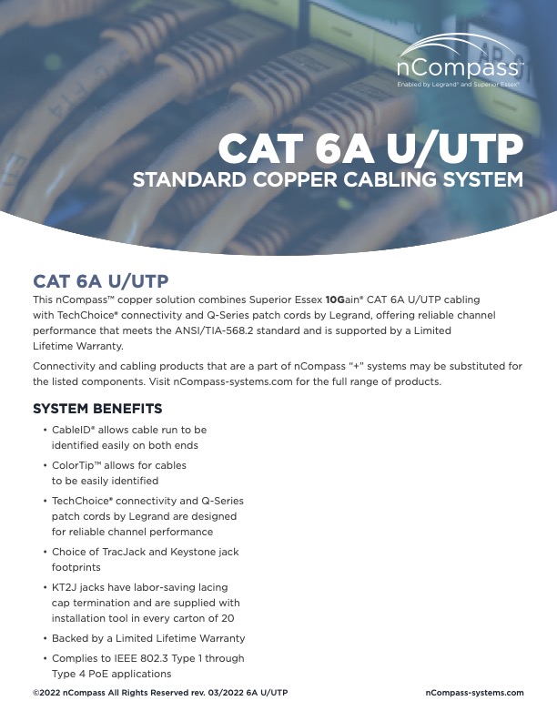 nCompass-CAT6A UTP-datasheet