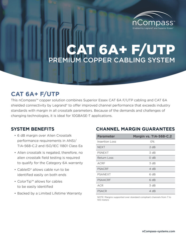 CAT 6A+ F/UTP Data Sheet Systems