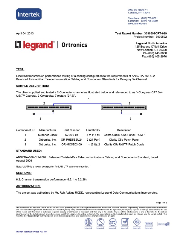 nCompass Cat5e UTP 2 connector 7 meter