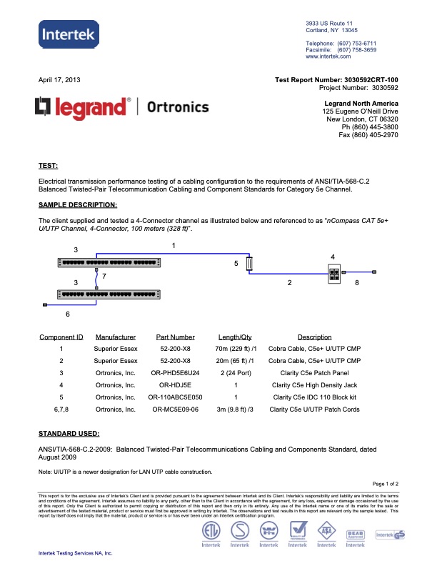 nCompass Cat5eUTP 4 connector 100 meter